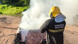 incendio-destroi-picape-e-deixa-motorista-ferido-na-mg-050,-em-itauna